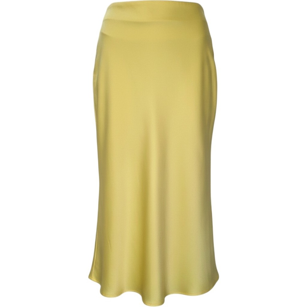 ELOQUII Skirt Womens 14 Yellow Midi A-Line Satin Finish Minimalist Career Church